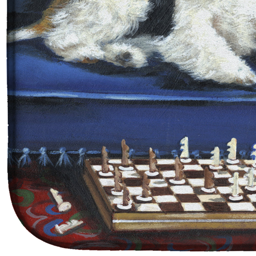 Fox Terrier Checkmates Dish Drying Mat PPP3261DDM  the-store.com.