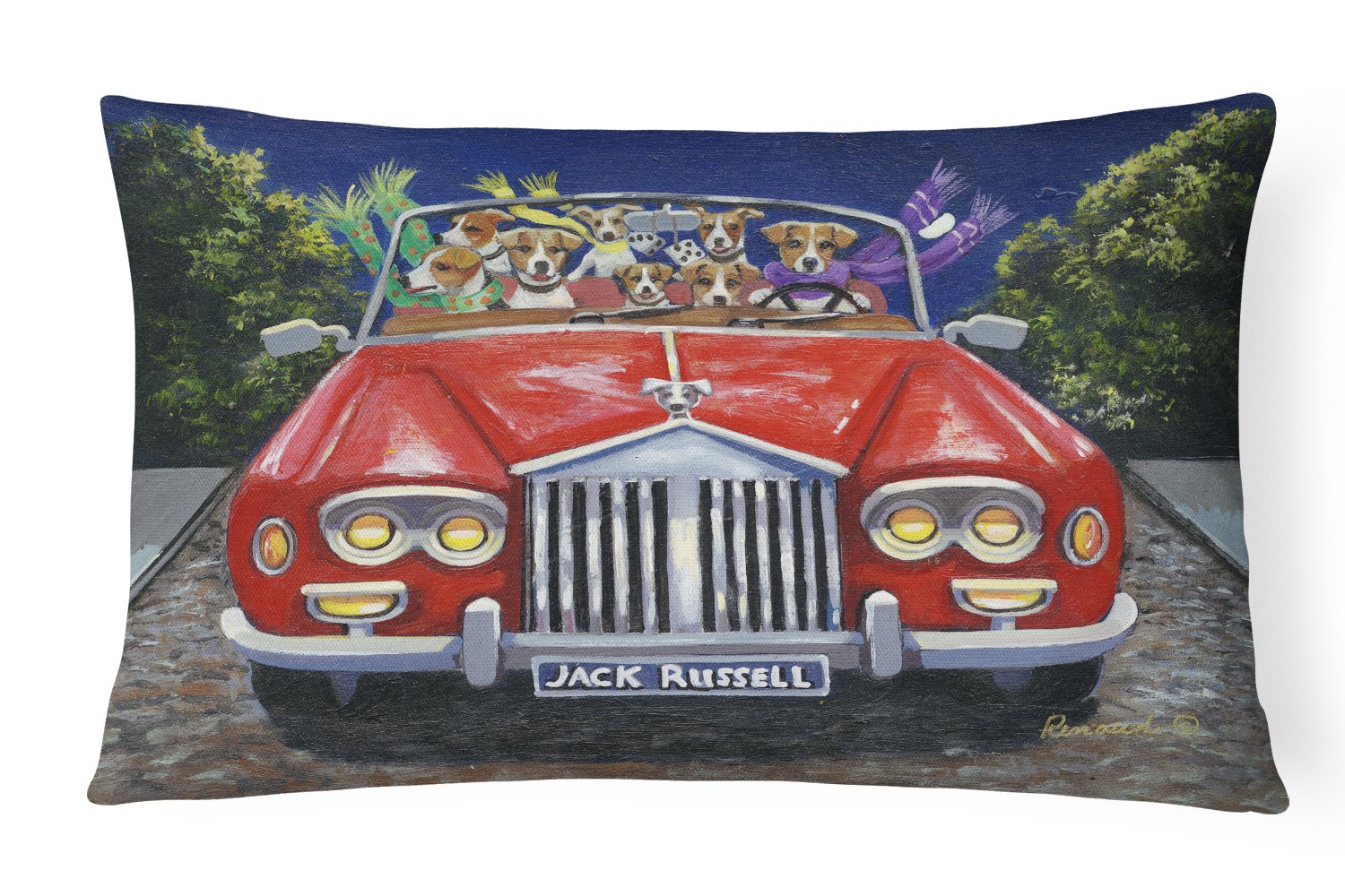 Buy this Jack Russell Evening Cruise Canvas Fabric Decorative Pillow PPP3262PW1216