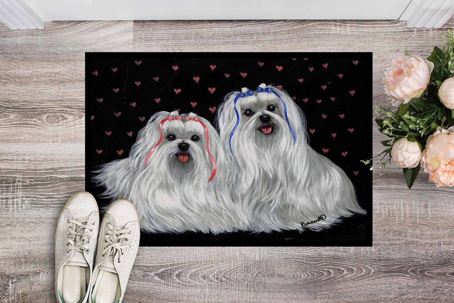 Maltese Sweethearts Indoor or Outdoor Mat 24x36 PPP3263JMAT by Caroline's Treasures