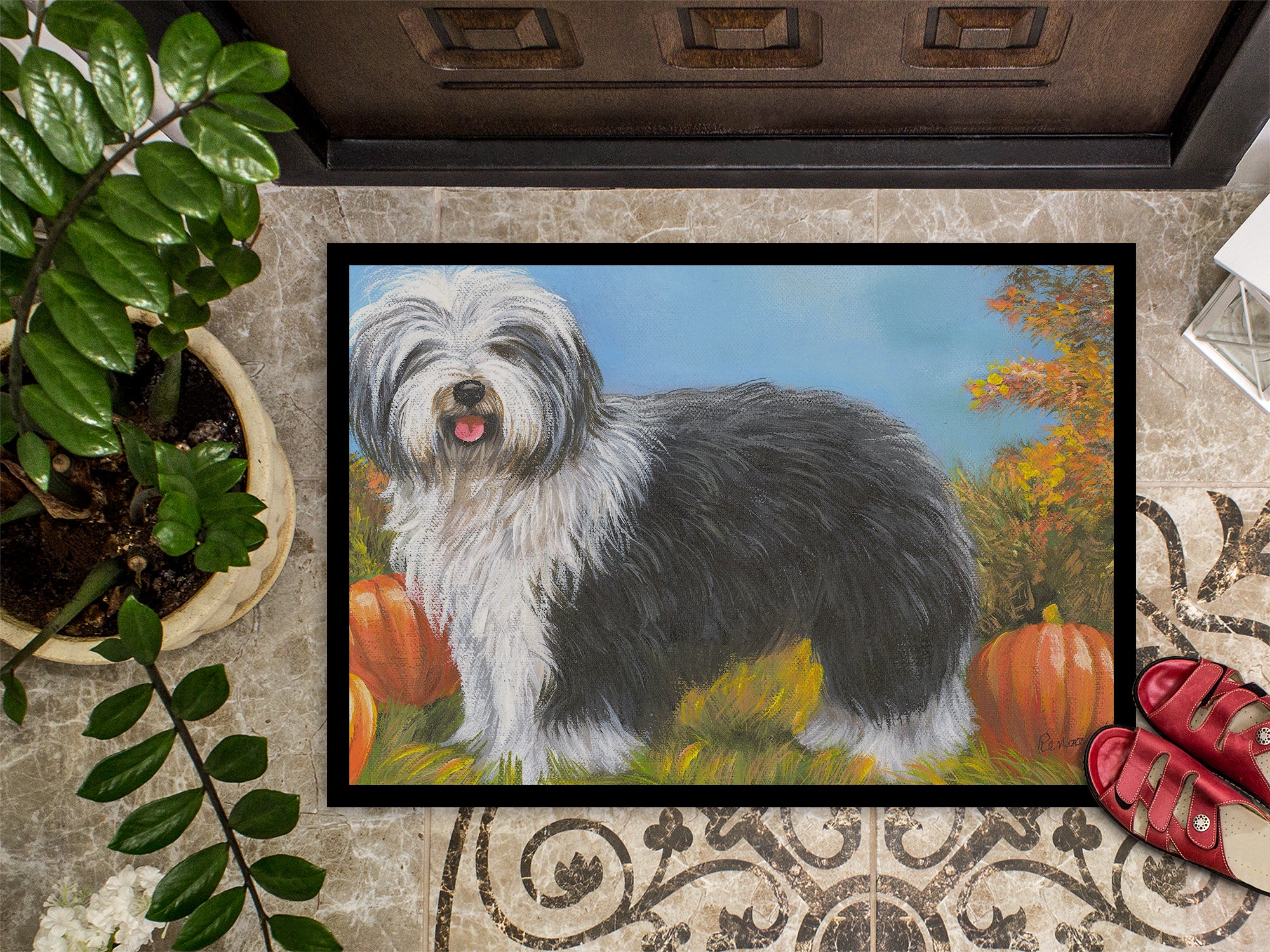 Old English Sheepdog Ocotoberfest Indoor or Outdoor Mat 18x27 PPP3265MAT - the-store.com