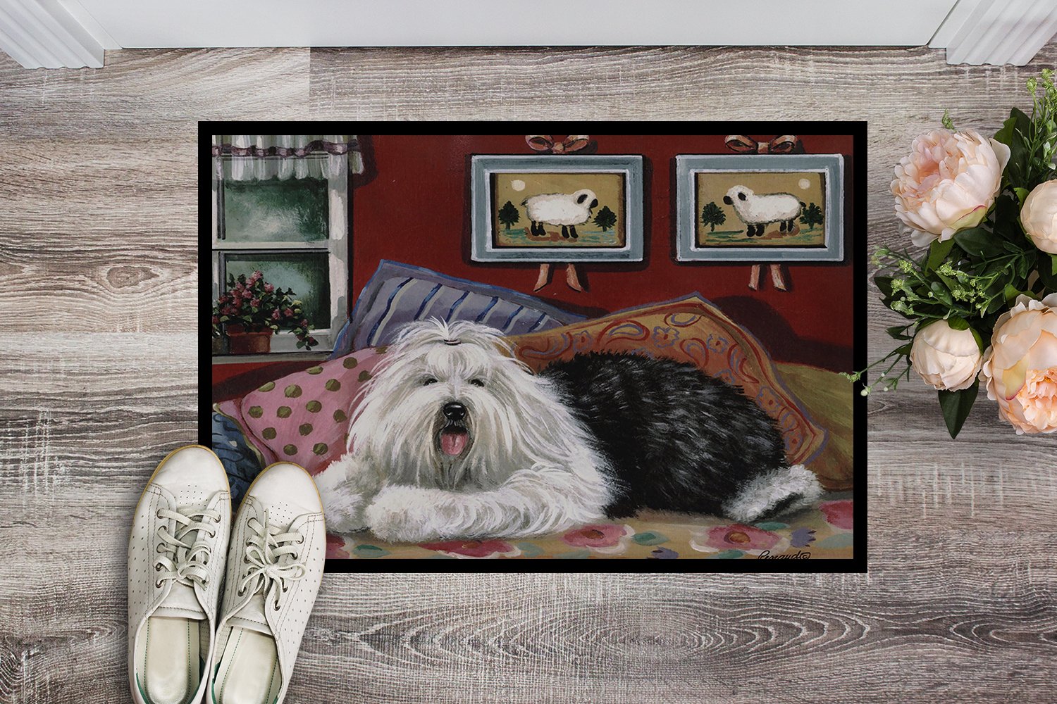 Old English Sheepdog Sweet Dreams Indoor or Outdoor Mat 24x36 PPP3266JMAT by Caroline's Treasures