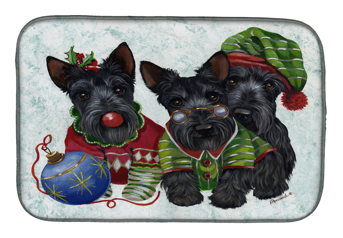 Scottish Terrier Christmas Elves Dish Drying Mat PPP3270DDM  the-store.com.