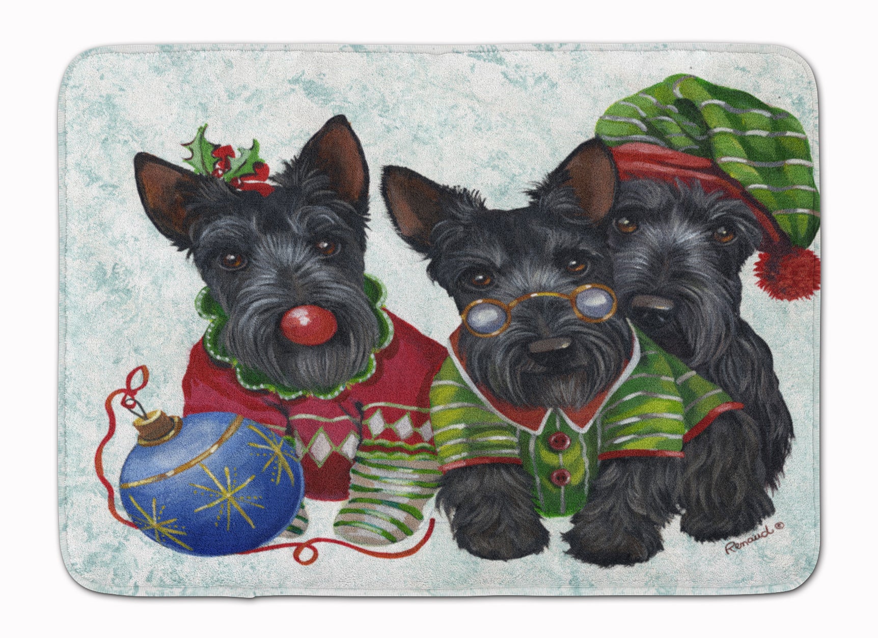 Scottish Terrier Christmas Elves Machine Washable Memory Foam Mat PPP3270RUG - the-store.com