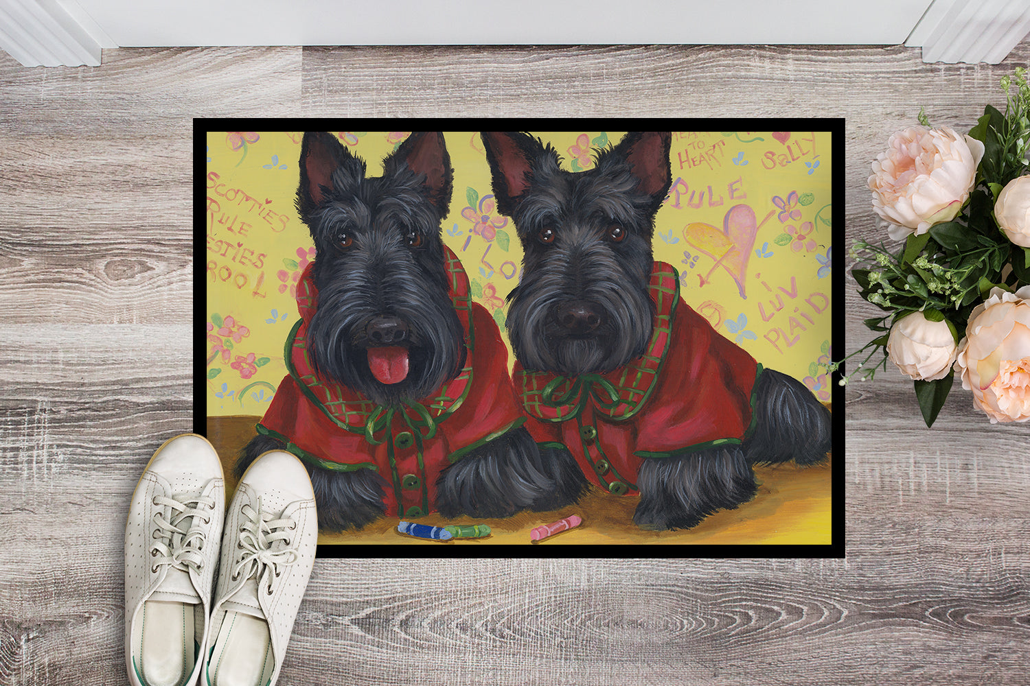 Scottish Terrier Scotties Rule Indoor or Outdoor Mat 18x27 PPP3271MAT - the-store.com