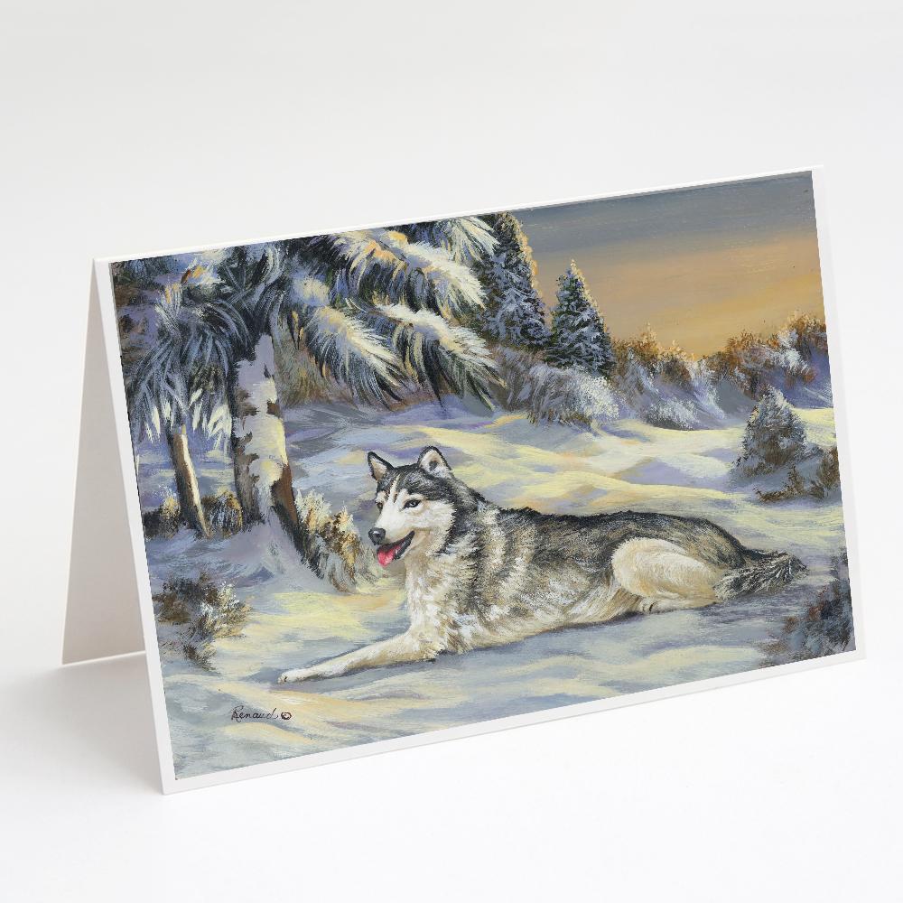 Buy this Siberian Husky Winterscape Greeting Cards and Envelopes Pack of 8