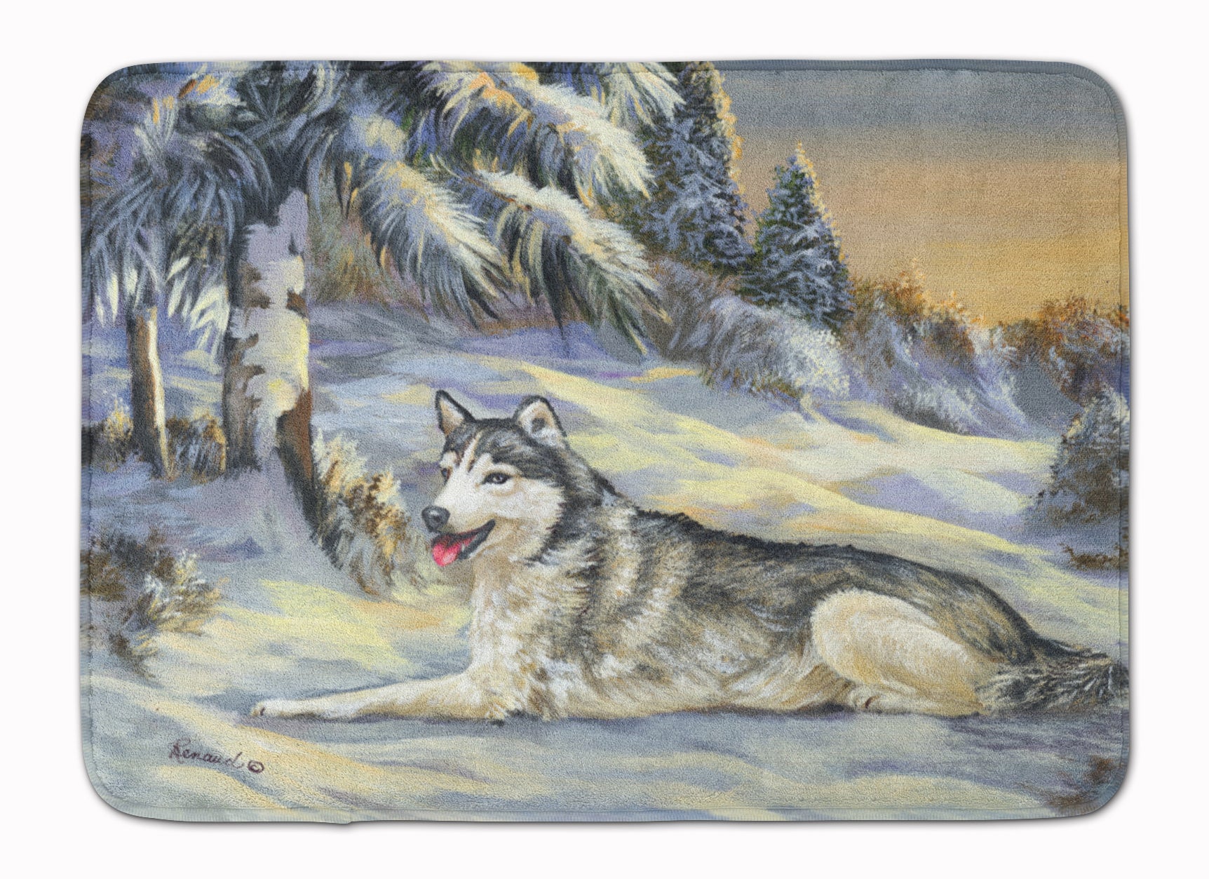 Siberian Husky Winterscape Machine Washable Memory Foam Mat PPP3274RUG - the-store.com