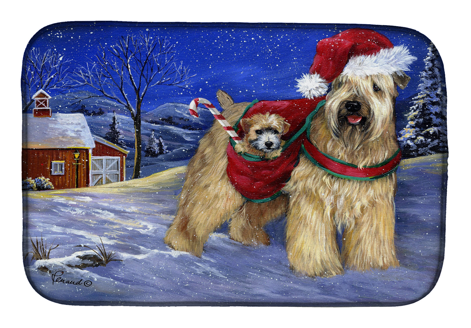 Wheaten Terrier Christmas Dish Drying Mat PPP3275DDM  the-store.com.