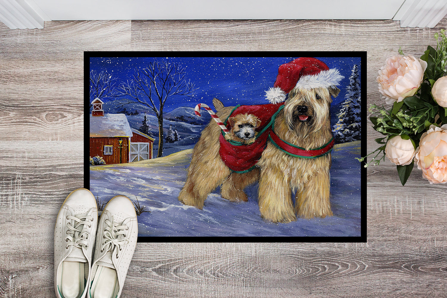 Wheaten Terrier Christmas Indoor or Outdoor Mat 18x27 PPP3275MAT - the-store.com