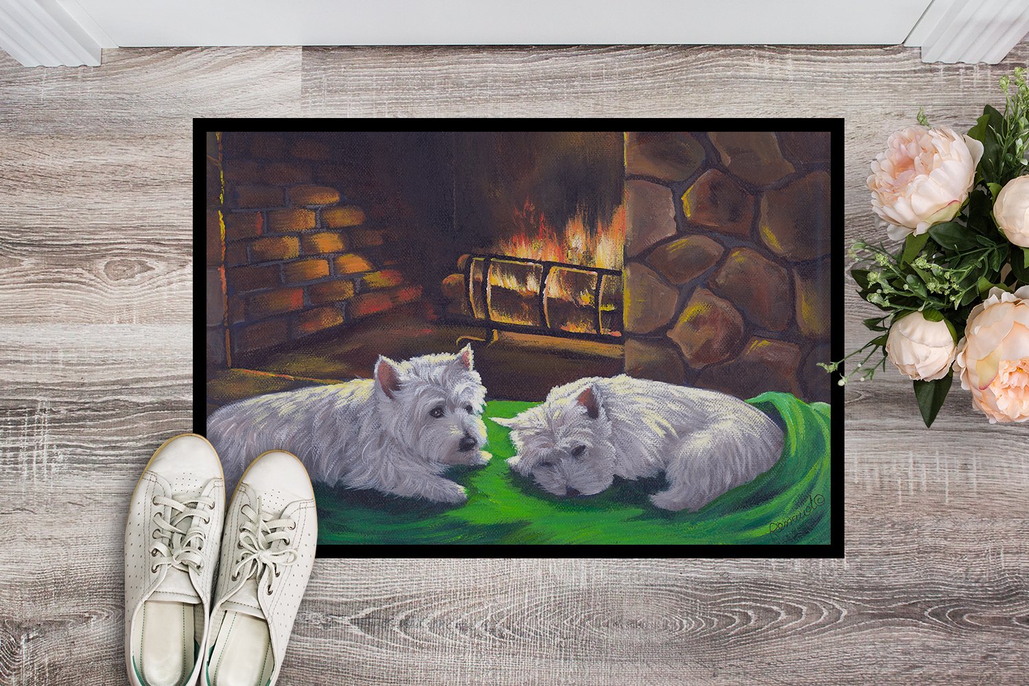 Westie A Winter's Night Indoor or Outdoor Mat 24x36 PPP3276JMAT by Caroline's Treasures