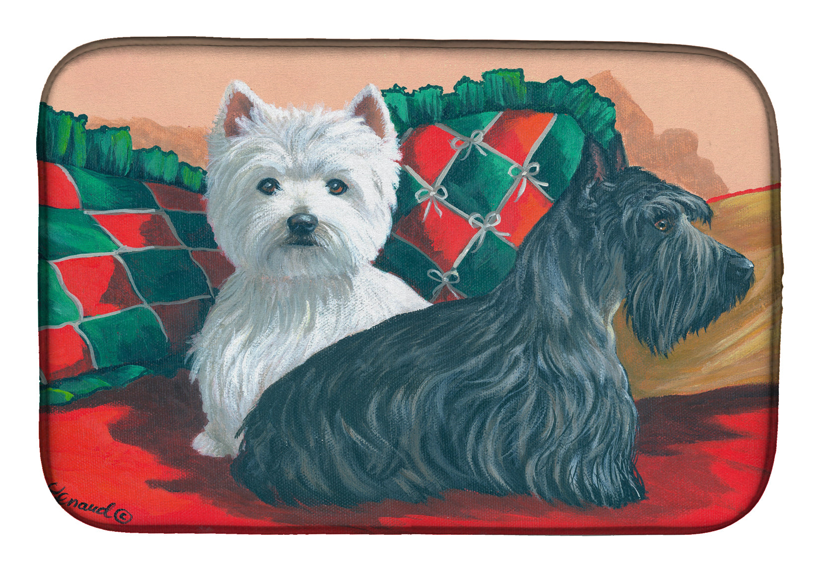 Westie and Scottie Great Scots Dish Drying Mat PPP3277DDM  the-store.com.