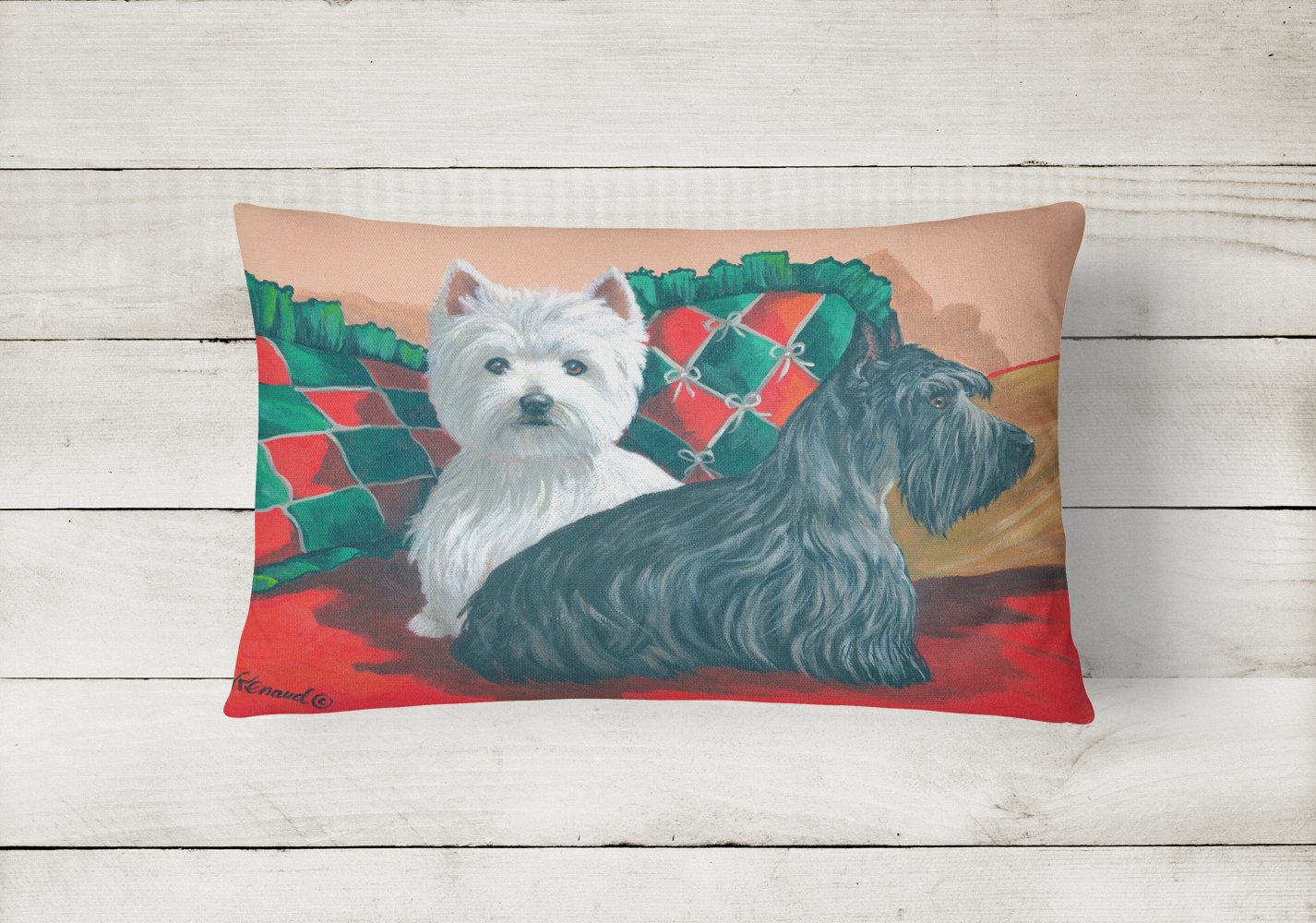 Buy this Westie and Scottie Great Scots Canvas Fabric Decorative Pillow PPP3277PW1216