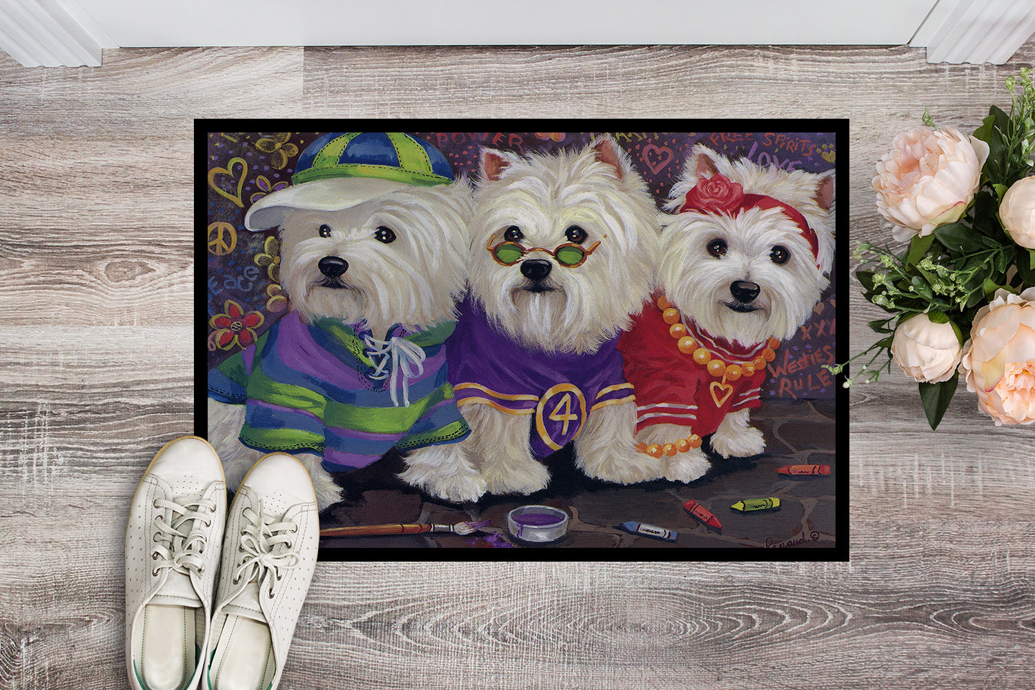 Westie Free Spirits Indoor or Outdoor Mat 18x27 PPP3280MAT - the-store.com