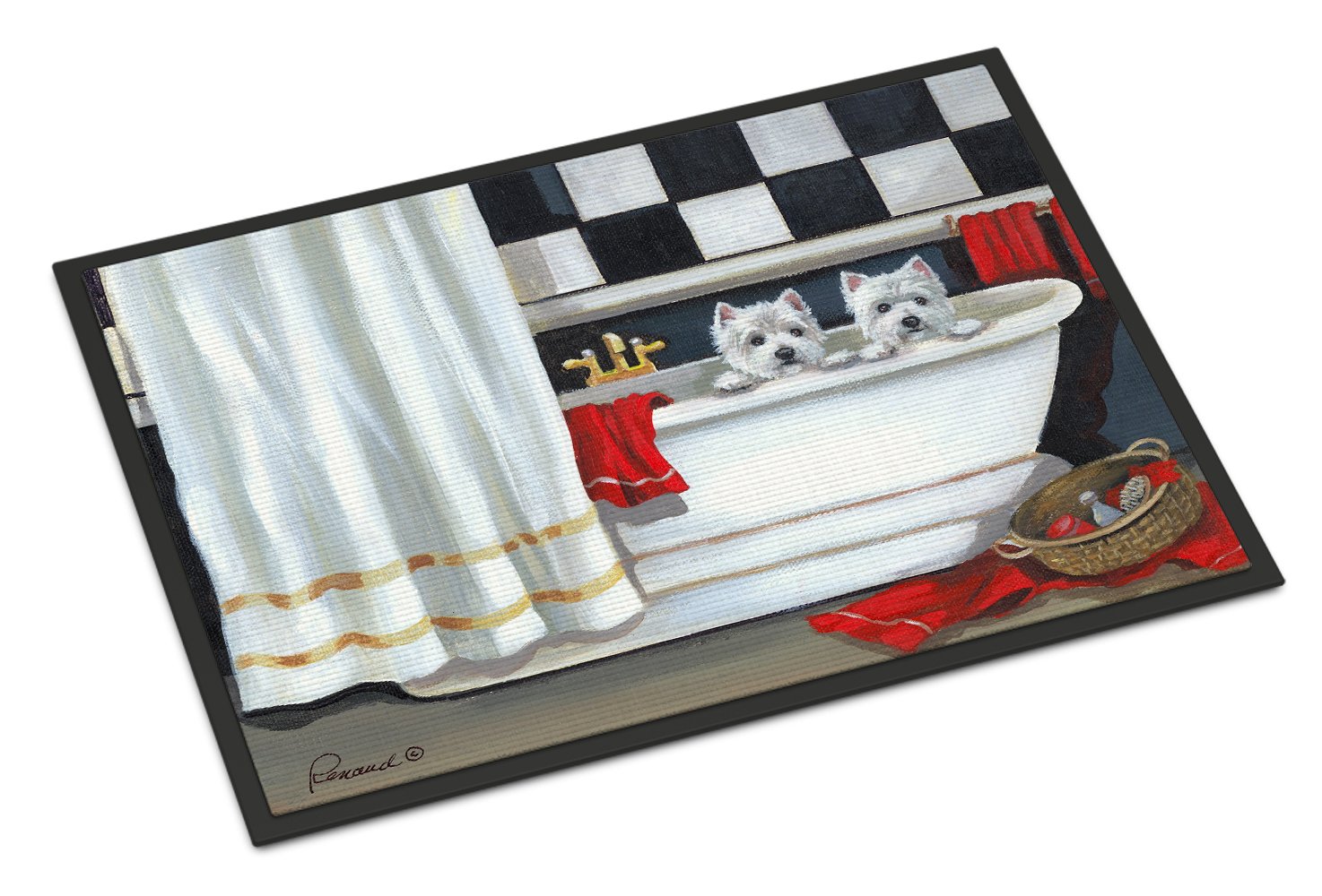 Westie Pour Le Bain Bathtime Indoor or Outdoor Mat 24x36 PPP3281JMAT by Caroline's Treasures