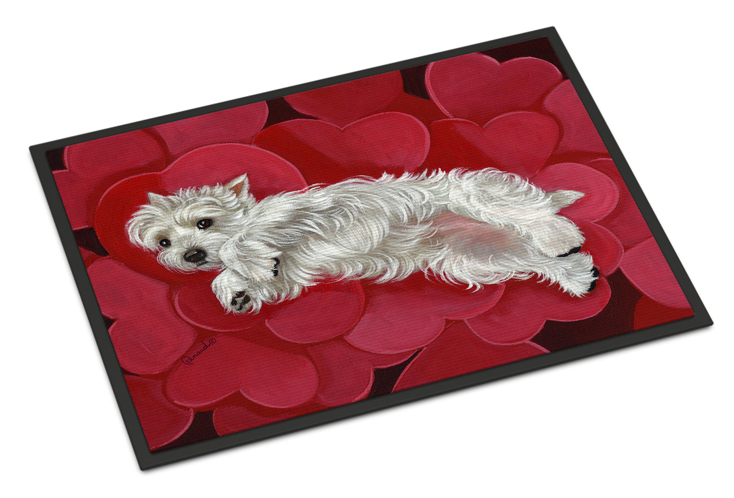 Westie Queen of Hearts Indoor or Outdoor Mat 18x27 PPP3283MAT - the-store.com