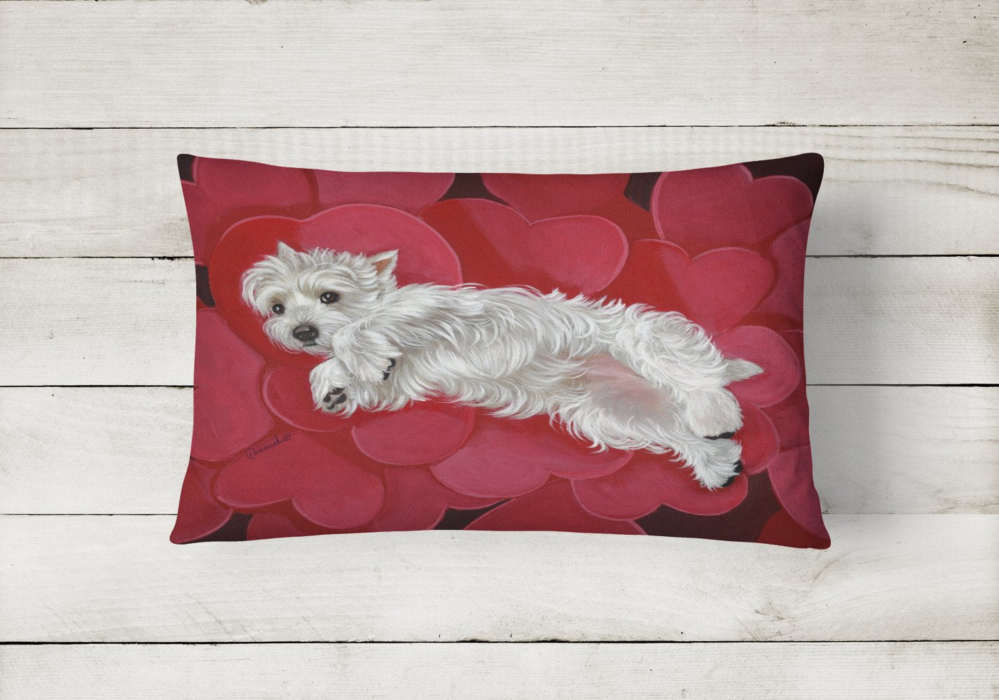 Buy this Westie Queen of Hearts Canvas Fabric Decorative Pillow PPP3283PW1216