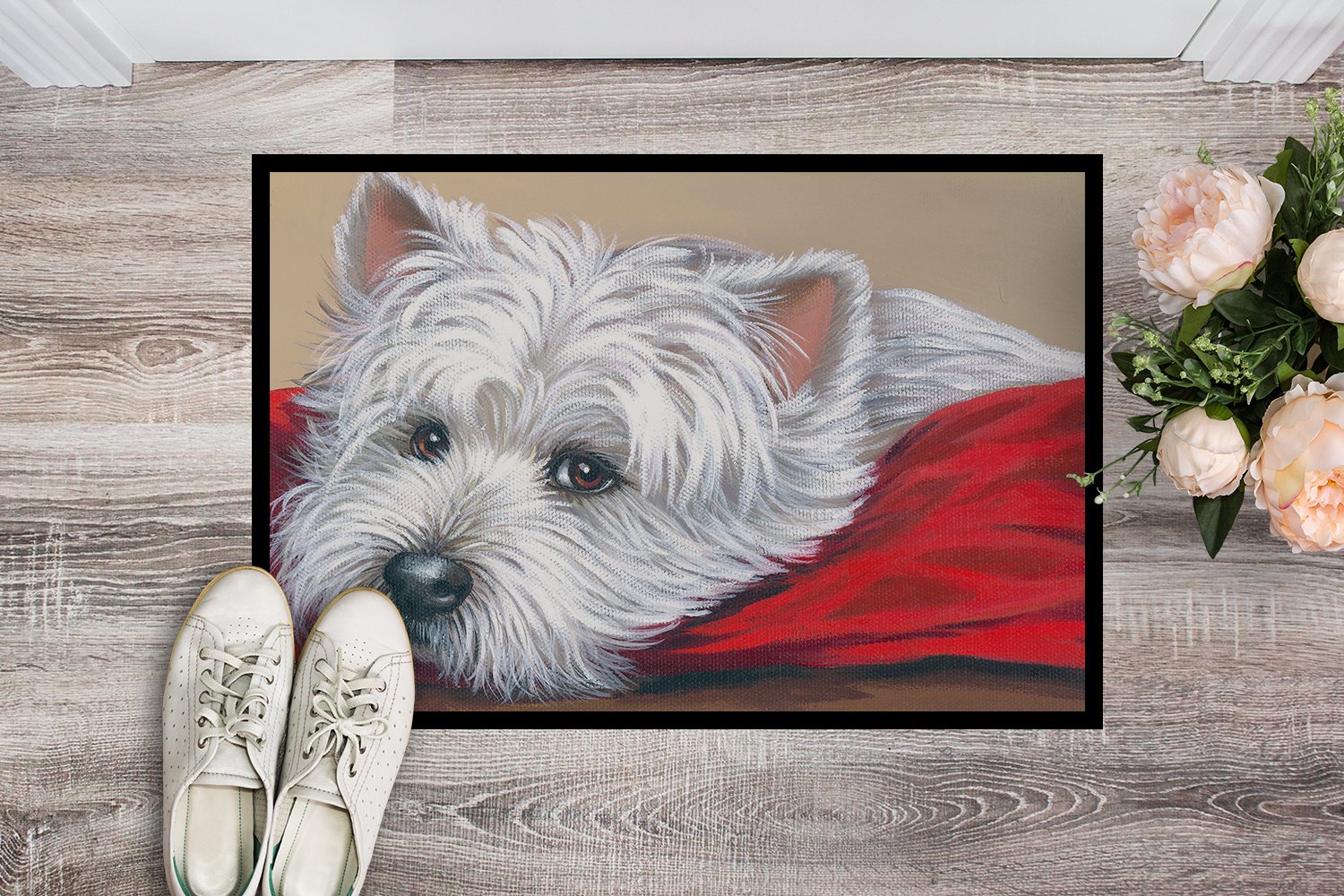 Westie Red Pillow Indoor or Outdoor Mat 24x36 PPP3284JMAT by Caroline's Treasures