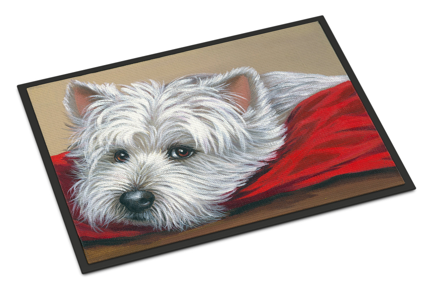 Westie Red Pillow Indoor or Outdoor Mat 18x27 PPP3284MAT - the-store.com