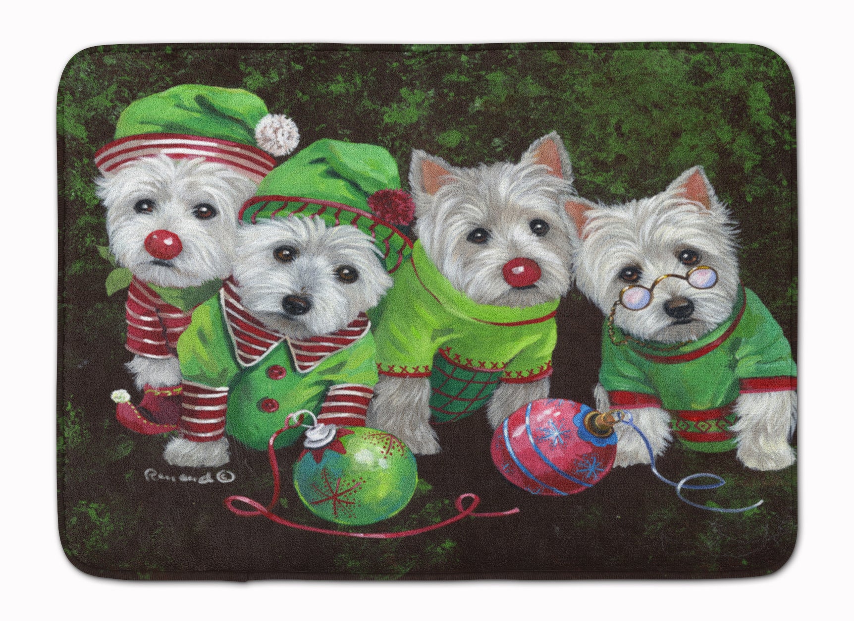 Westie Christmas Santa's Assistants Machine Washable Memory Foam Mat PPP3285RUG - the-store.com