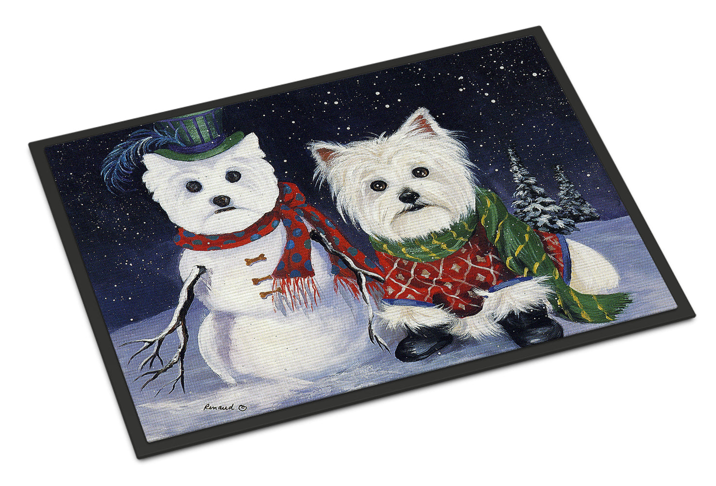 Westie Christmas Self Portrait Indoor or Outdoor Mat 18x27 PPP3286MAT - the-store.com