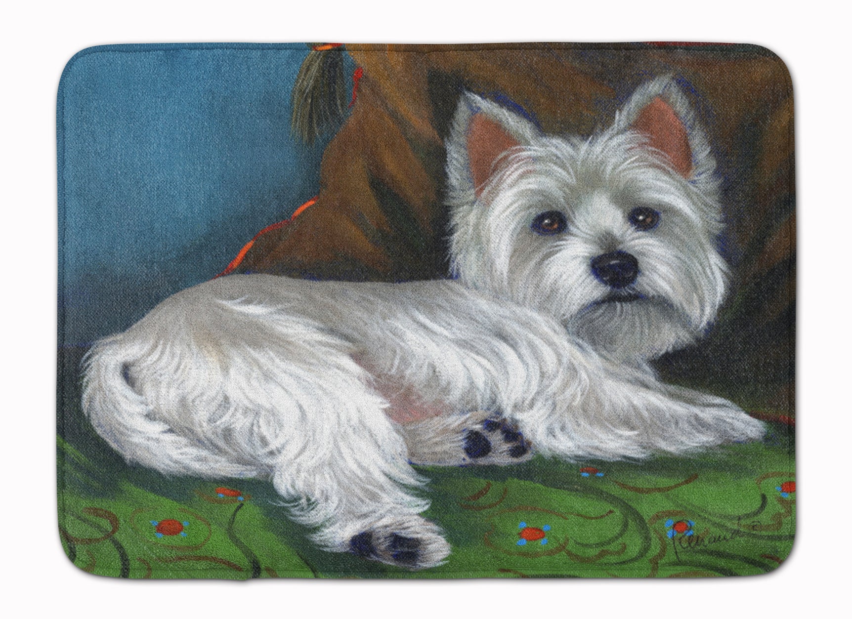 Westie Wake Up Machine Washable Memory Foam Mat PPP3287RUG - the-store.com