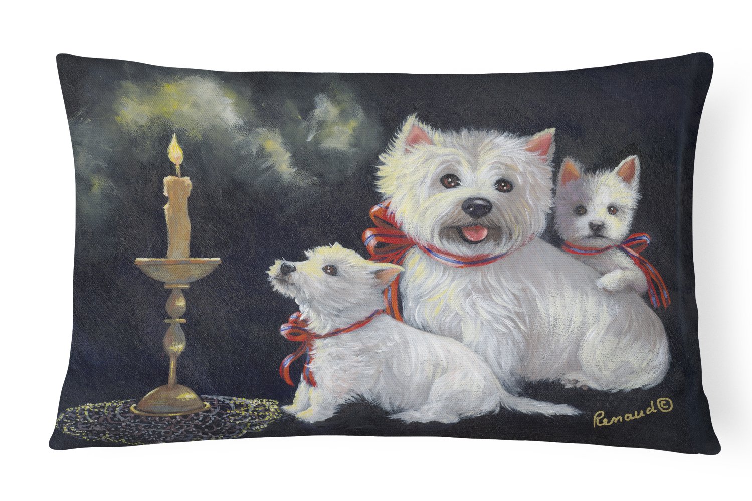 Buy this Westie Westie's Aglow Canvas Fabric Decorative Pillow PPP3288PW1216