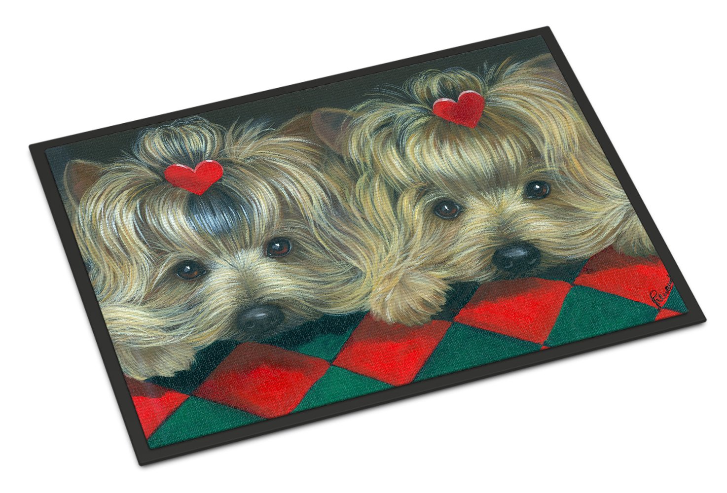 Yorkshire Terrier Yorkie 2 Hearts Indoor or Outdoor Mat 24x36 PPP3290JMAT by Caroline's Treasures