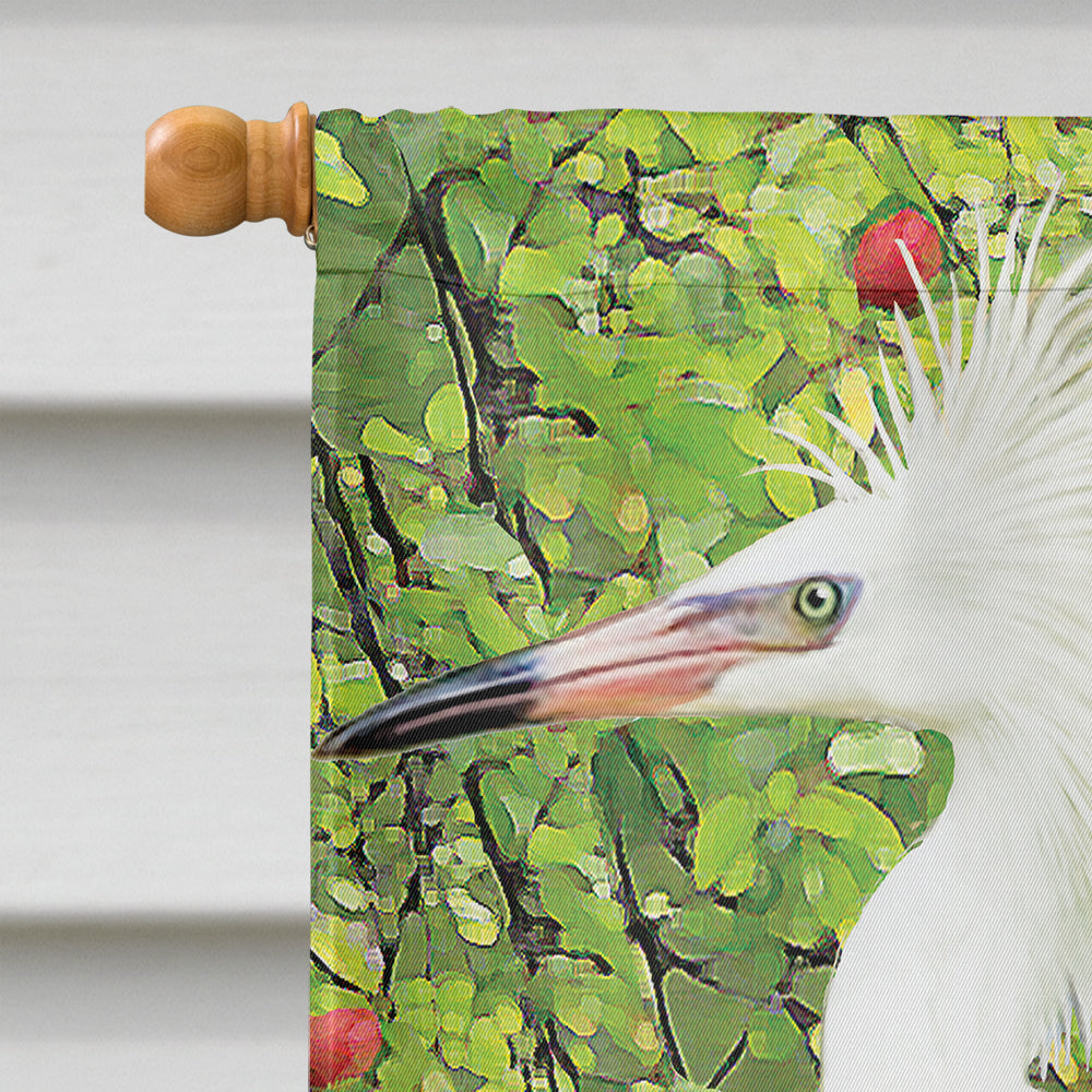 Snowy Egret Under Plum Tree Flag Canvas House Size PRS4002CHF  the-store.com.