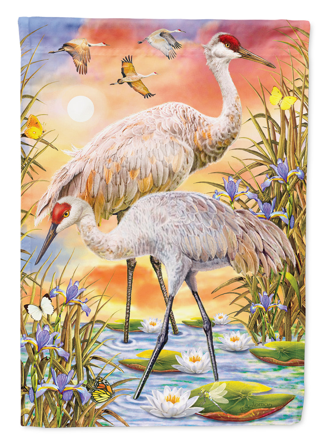 Sandhill Cranes Flag Canvas House Size PRS4003CHF  the-store.com.