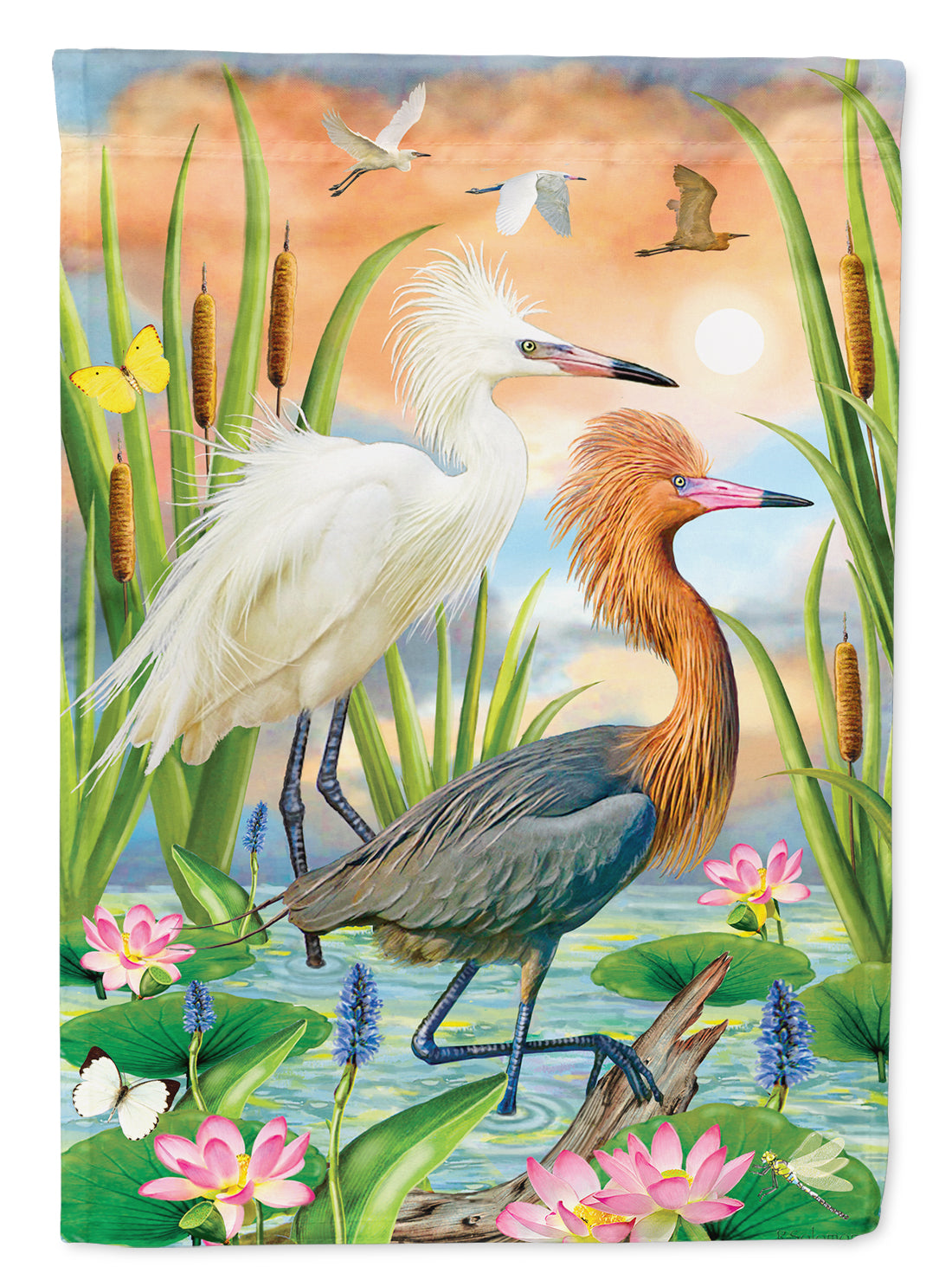 Reddish Heron Two Phases Flag Garden Size PRS4006GF  the-store.com.