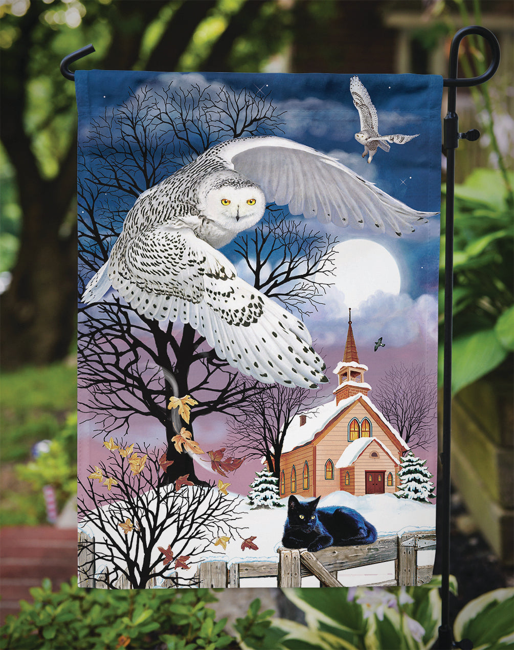 Owl Halloween Moon Flag Garden Size PRS4013GF  the-store.com.