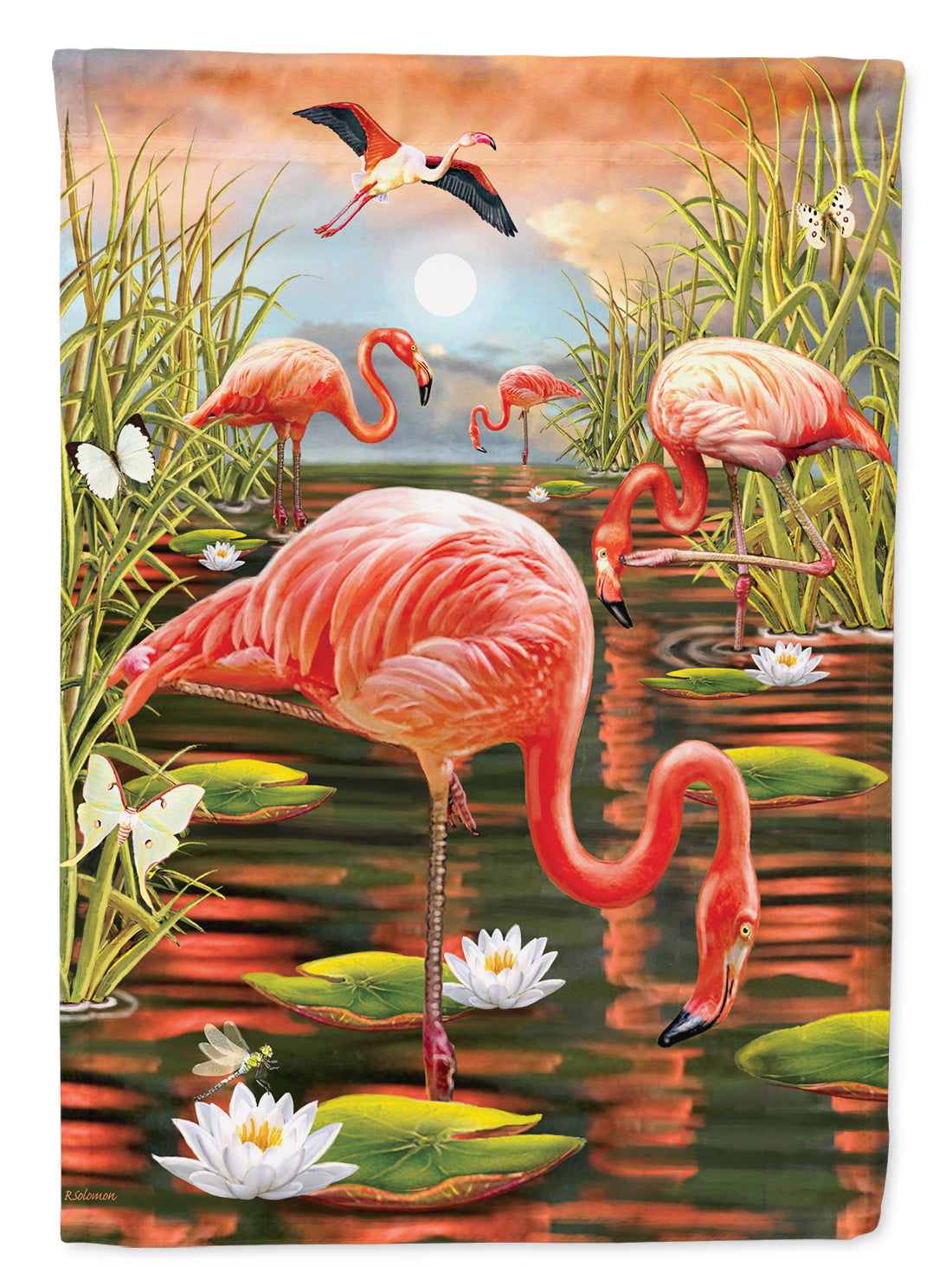 Flamingos Everywhere Flag Canvas House Size PRS4017CHF  the-store.com.