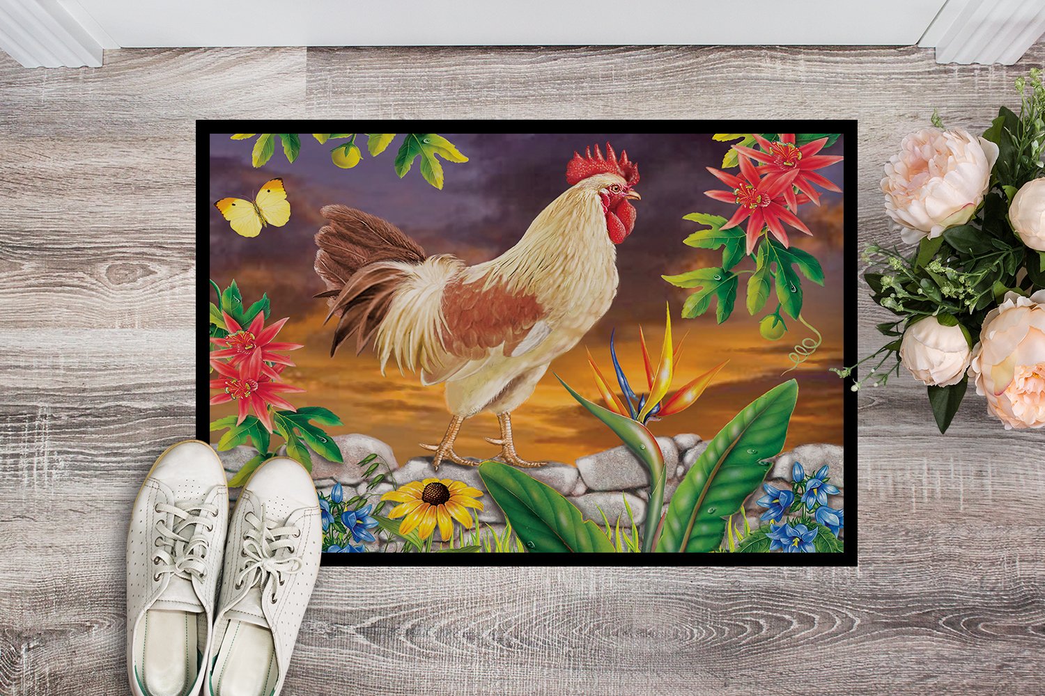 White Rooster Indoor or Outdoor Mat 24x36 PRS4025JMAT by Caroline's Treasures