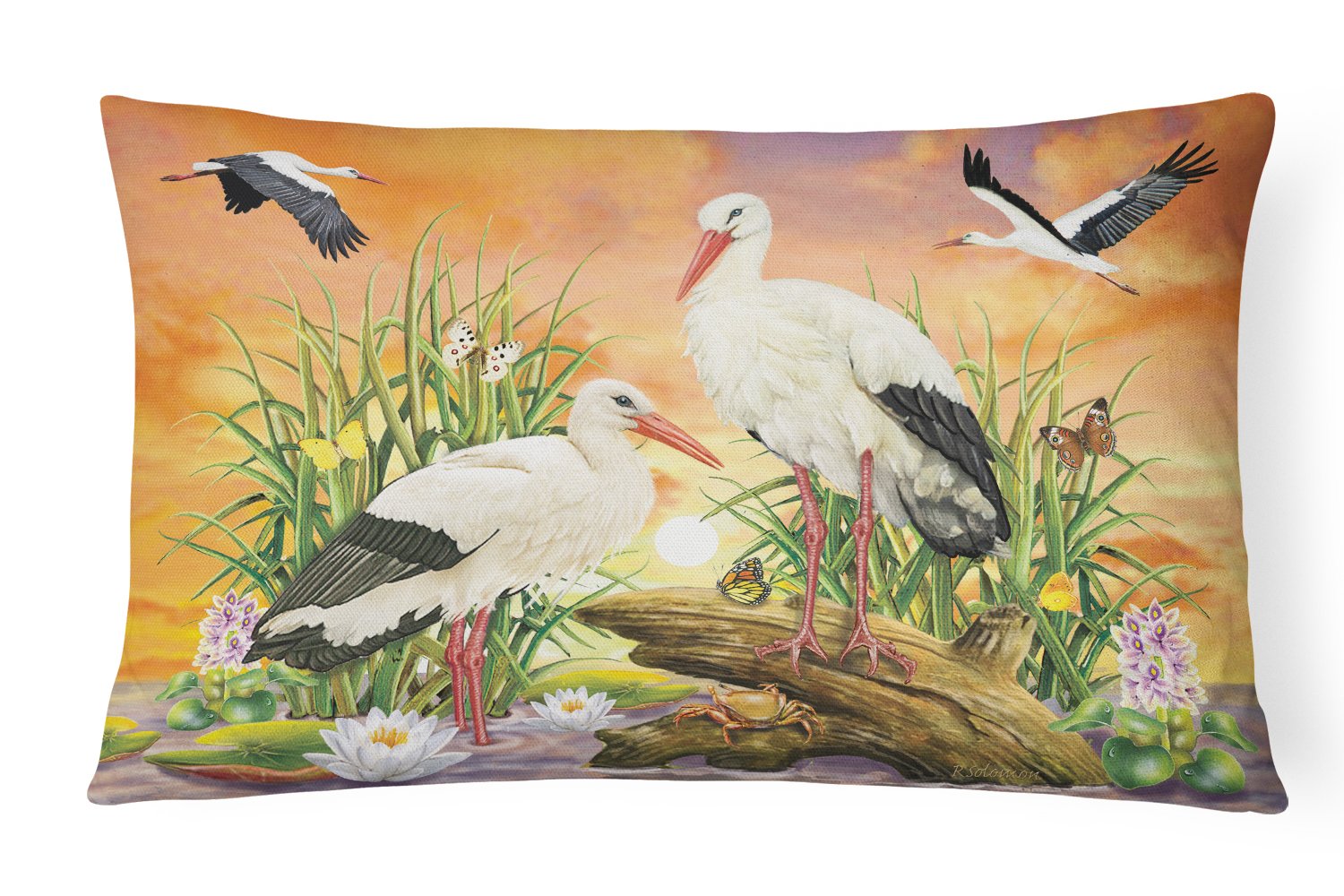 Storks Canvas Fabric Decorative Pillow PRS4026PW1216 by Caroline's Treasures