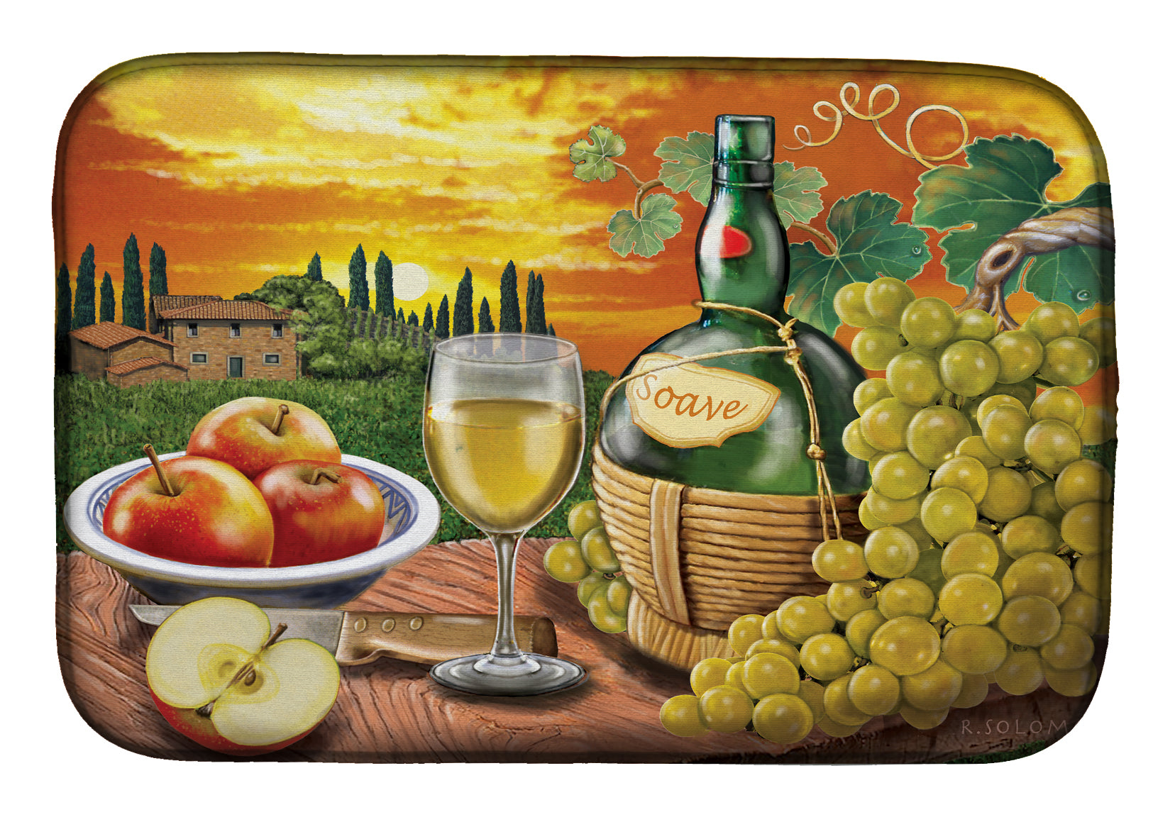 Soave, Apple, Wine and Cheese Dish Drying Mat PRS4027DDM  the-store.com.