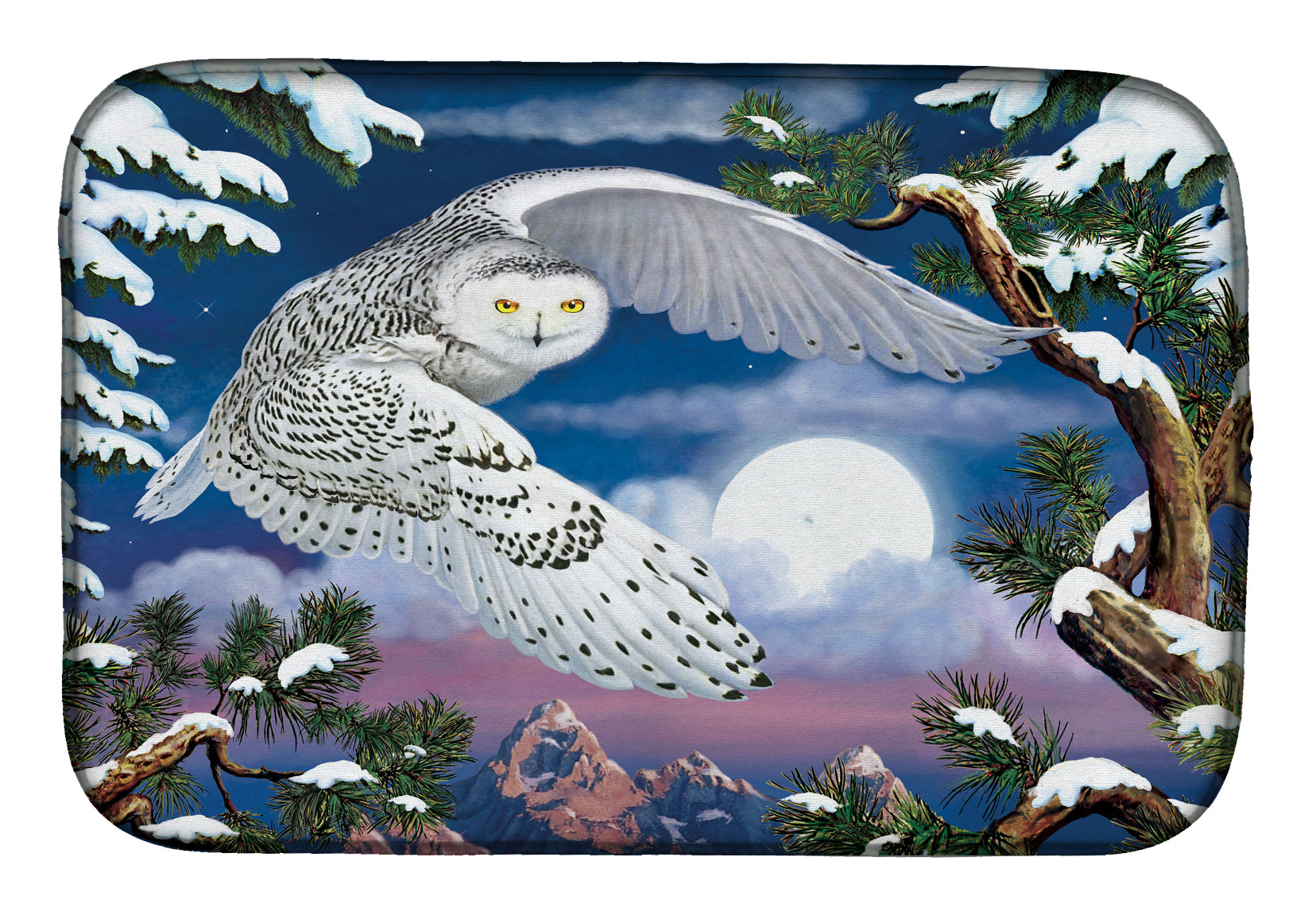 Snowy Owl Dish Drying Mat PRS4030DDM  the-store.com.