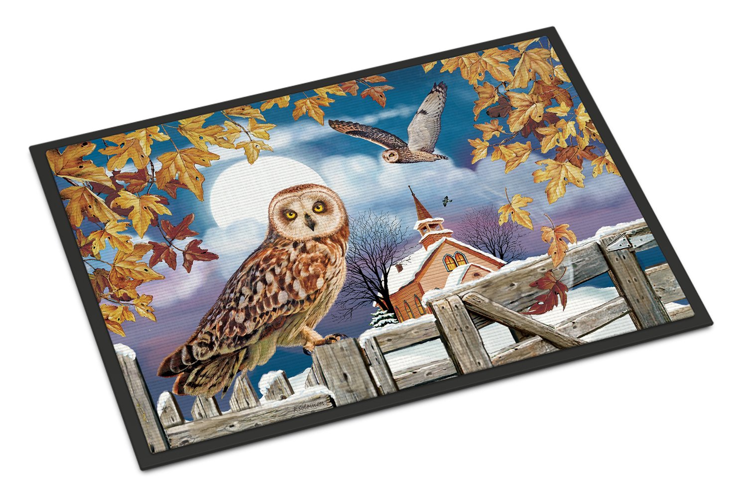 Short-Eared Owl In The Churchyard Indoor or Outdoor Mat 24x36 PRS4032JMAT by Caroline's Treasures