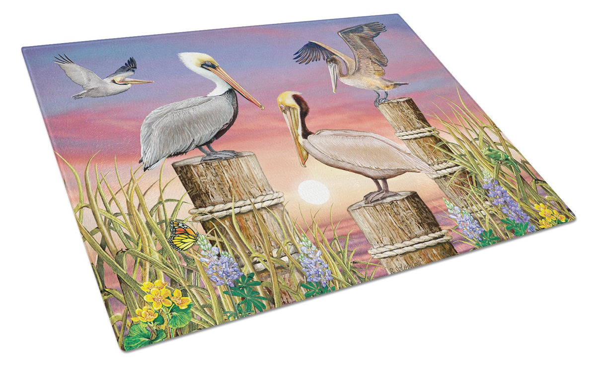 Pelicans Glass Cutting Board Large PRS4041LCB by Caroline&#39;s Treasures