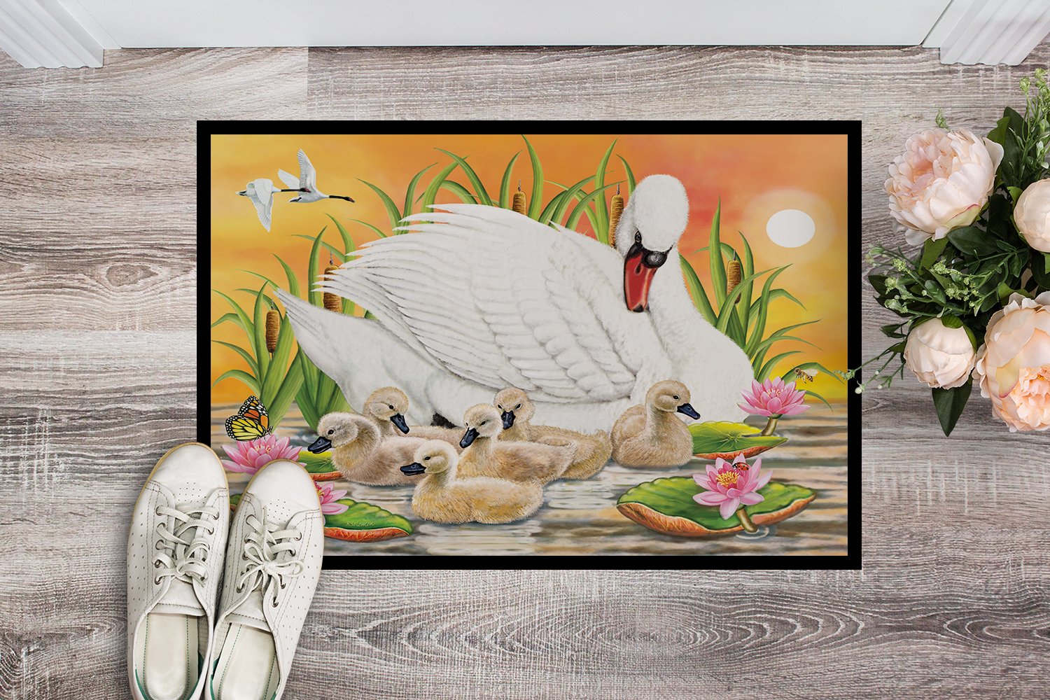 Mother Swan At Sunset Indoor or Outdoor Mat 24x36 PRS4046JMAT by Caroline's Treasures