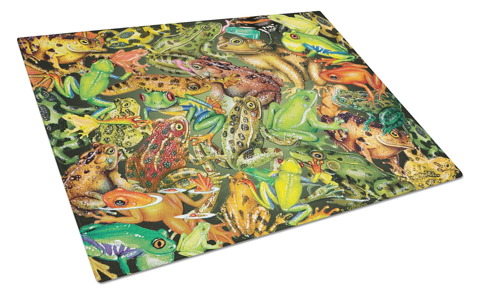 Frogs Glass Cutting Board Large PRS4053LCB by Caroline's Treasures