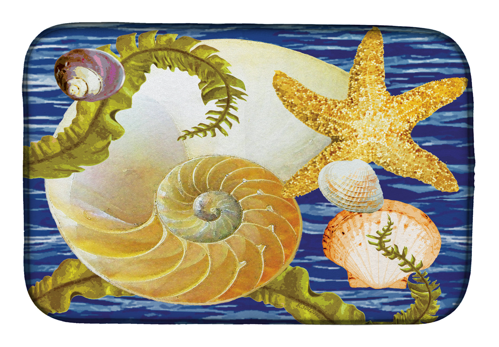 Cut Nautilus And Starfish Dish Drying Mat PRS4056DDM  the-store.com.