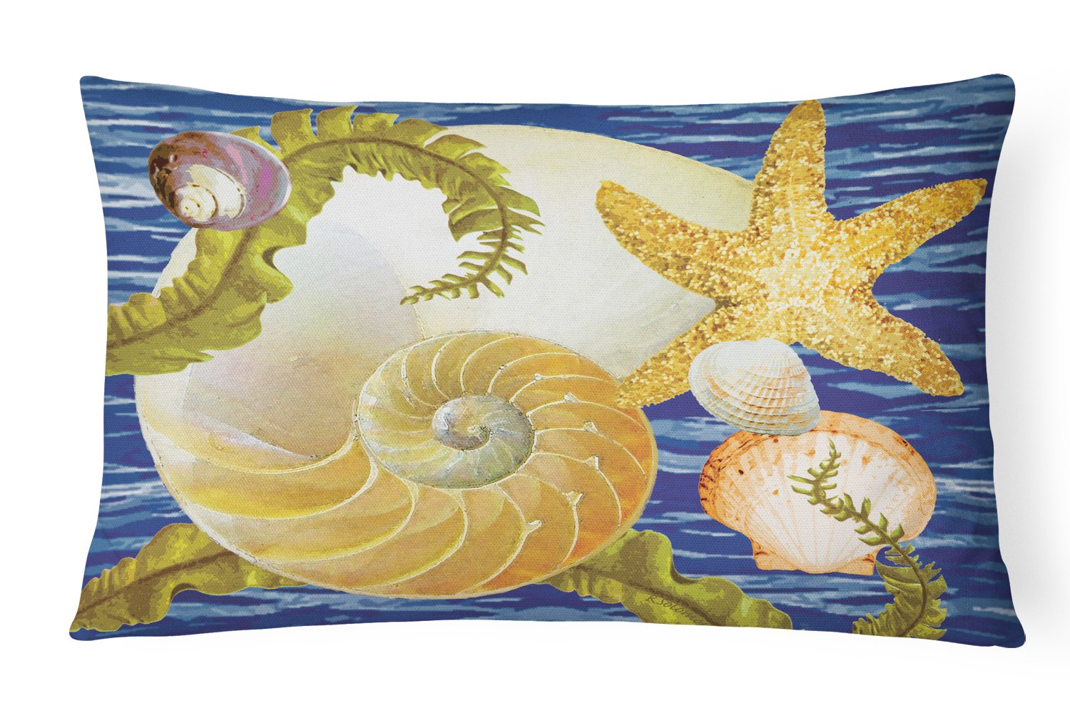 Cut Nautilus And Starfish Canvas Fabric Decorative Pillow PRS4056PW1216 by Caroline's Treasures