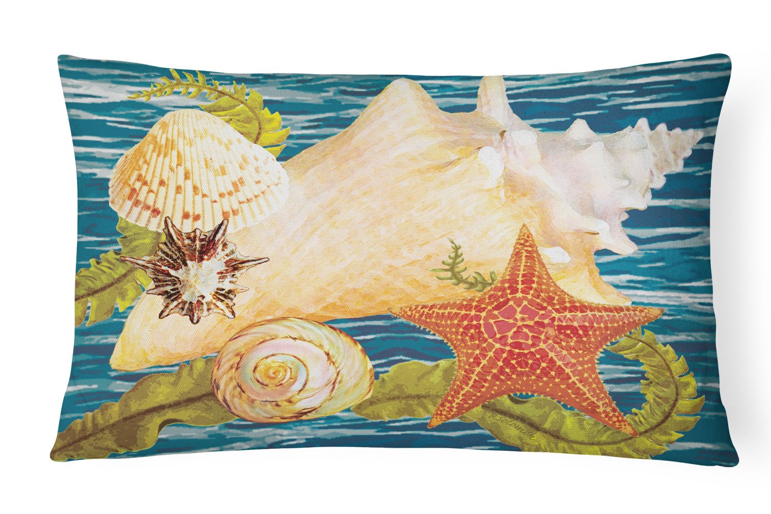 Conch Starfish And Cockle II Canvas Fabric Decorative Pillow PRS4057PW1216 by Caroline's Treasures