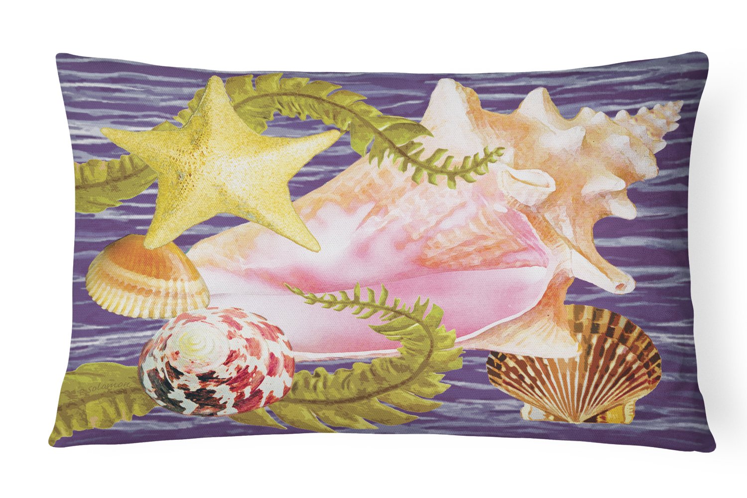 Conch And Starfish Canvas Fabric Decorative Pillow PRS4058PW1216 by Caroline's Treasures