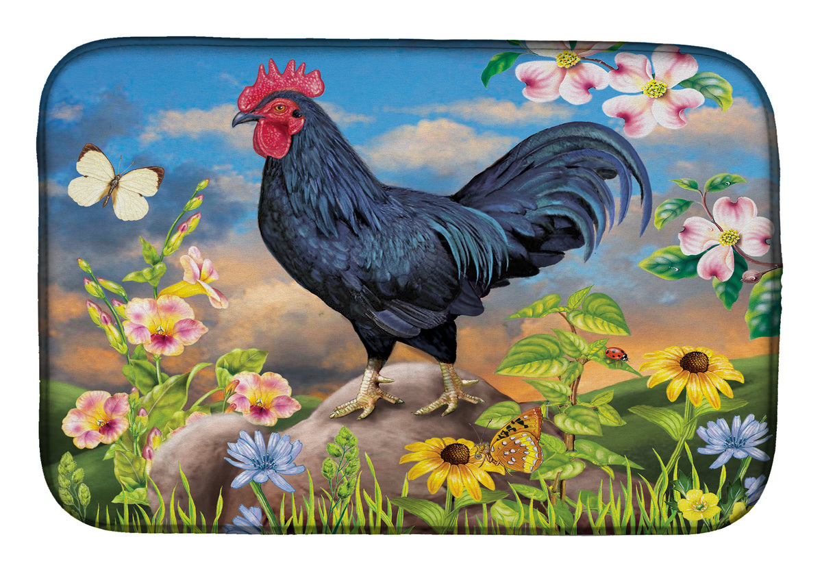 Black Rooster Dish Drying Mat PRS4060DDM  the-store.com.