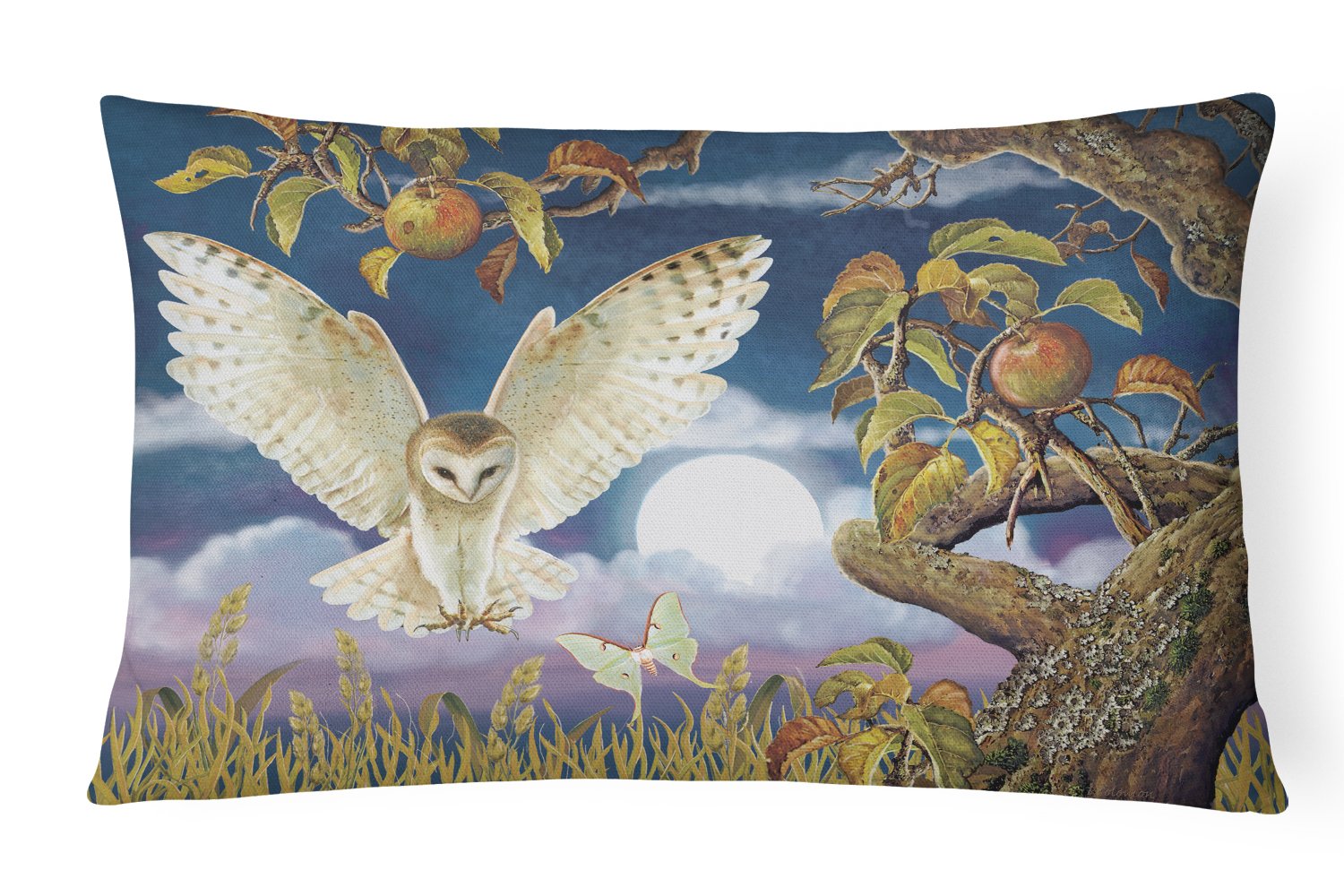 Barn Owl In The Apple Orchard Canvas Fabric Decorative Pillow PRS4062PW1216 by Caroline's Treasures