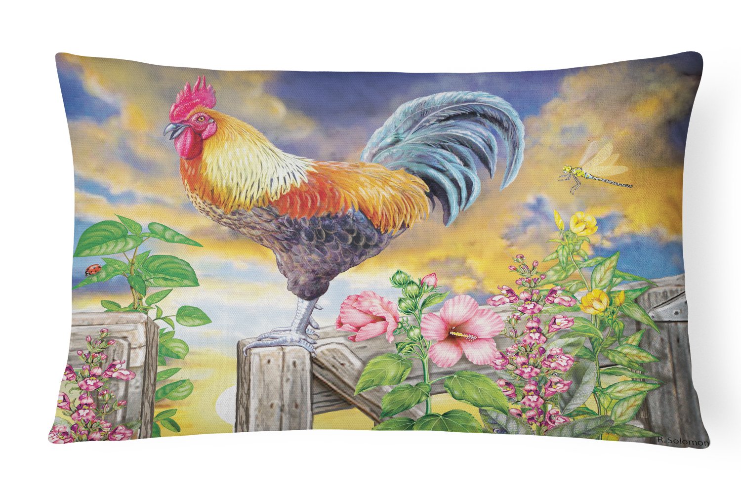 Rooster Barnyard Morning Canvas Fabric Decorative Pillow PRS4063PW1216 by Caroline's Treasures