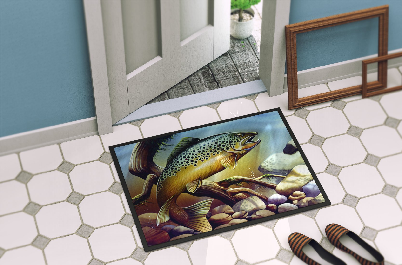 Brook Trout Indoor or Outdoor Mat 24x36 PTW2038JMAT by Caroline's Treasures