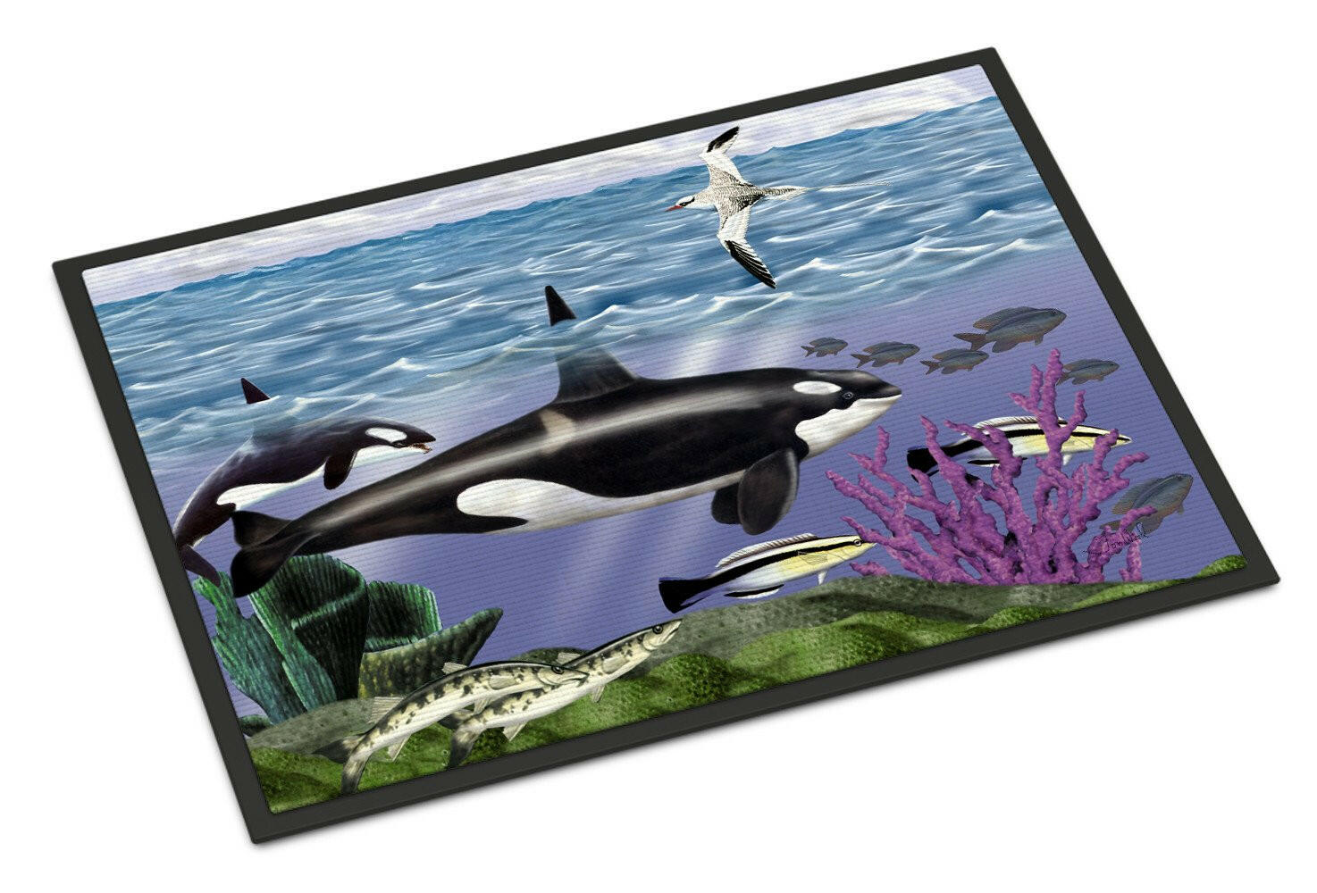 Whale Orcas Indoor or Outdoor Mat 24x36 PTW2040JMAT - the-store.com