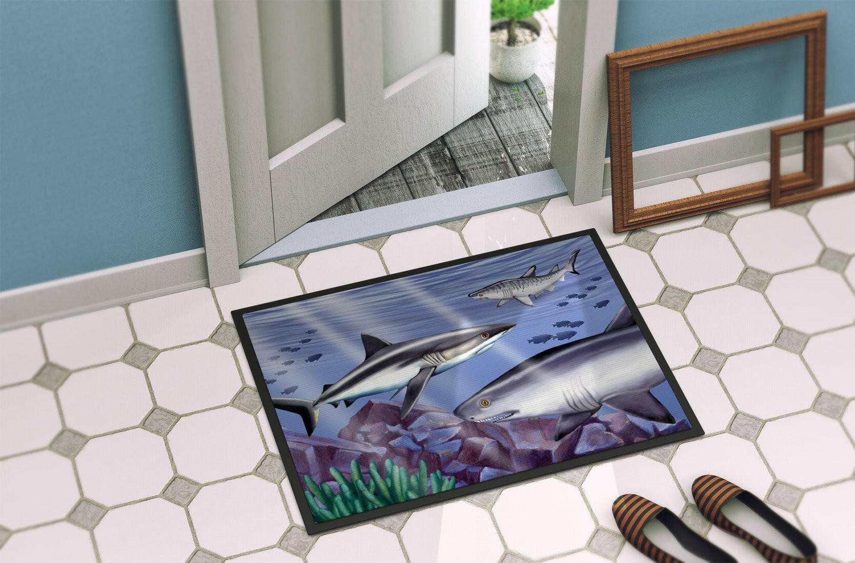 Sharks Indoor or Outdoor Mat 24x36 PTW2043JMAT - the-store.com