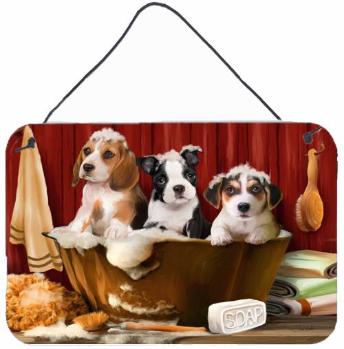 Beagle, Boston Terrier and Jack Russel in the Tub Wall or Door Hanging Prints PTW2047DS812 by Caroline&#39;s Treasures